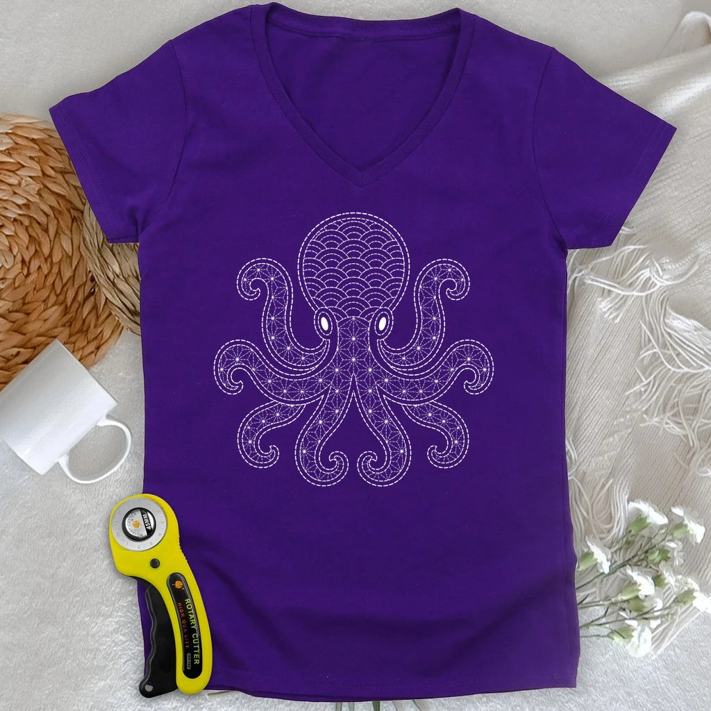 Sashiko Octopus Lady V-neck