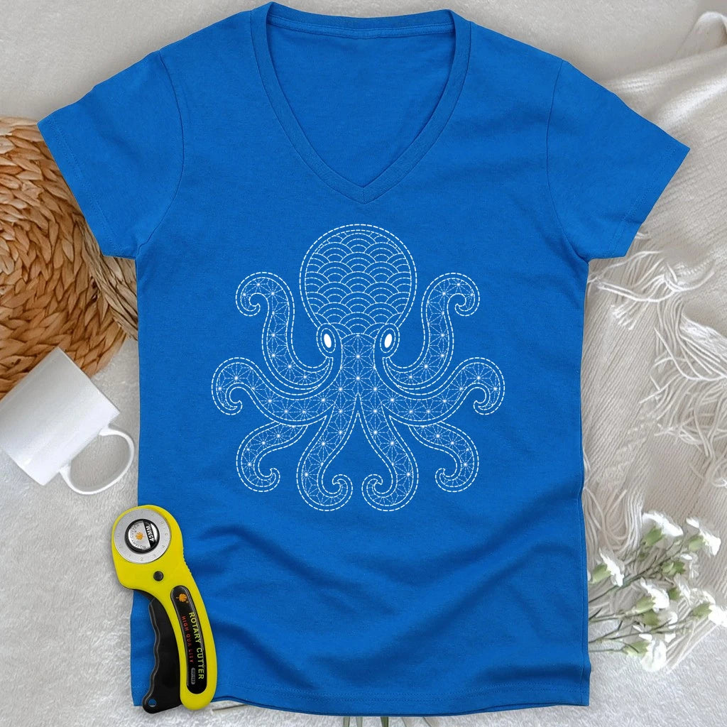 Sashiko Octopus Lady V-neck