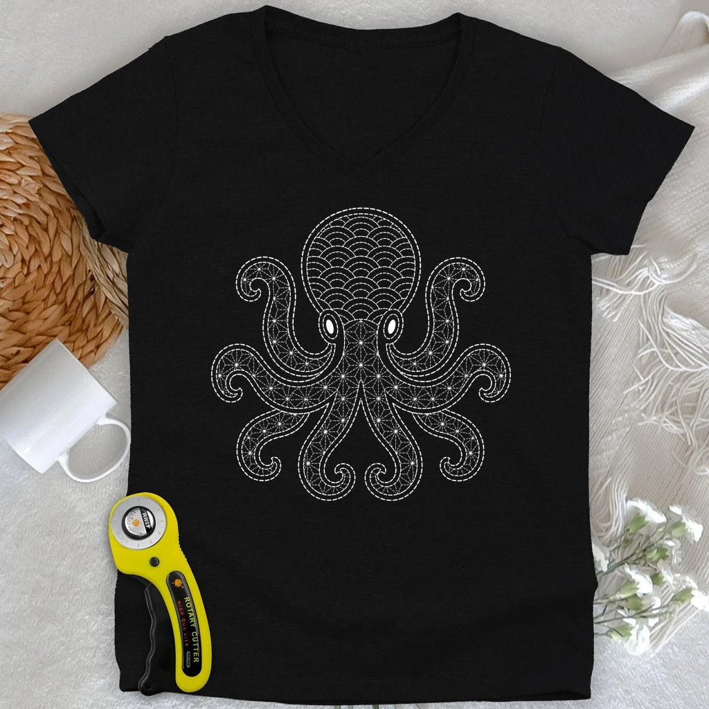 Sashiko Octopus Lady V-neck