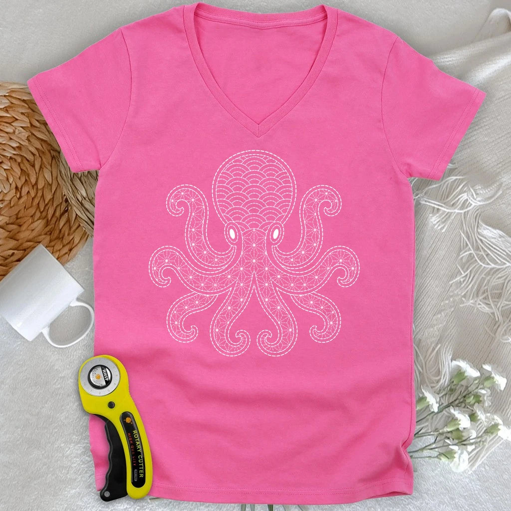 Sashiko Octopus Lady V-neck