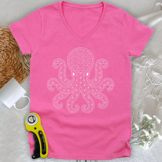 Sashiko Octopus Lady V-neck