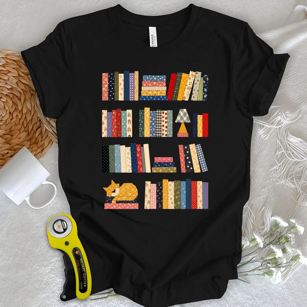 Patchwork Bookshelf T-shirt