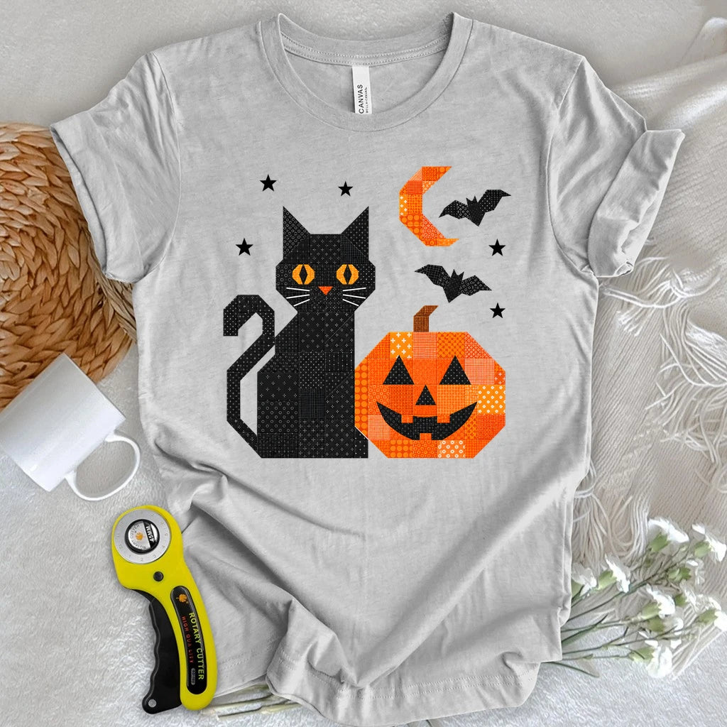 Patchwork Cat & Pumpkin T-shirt
