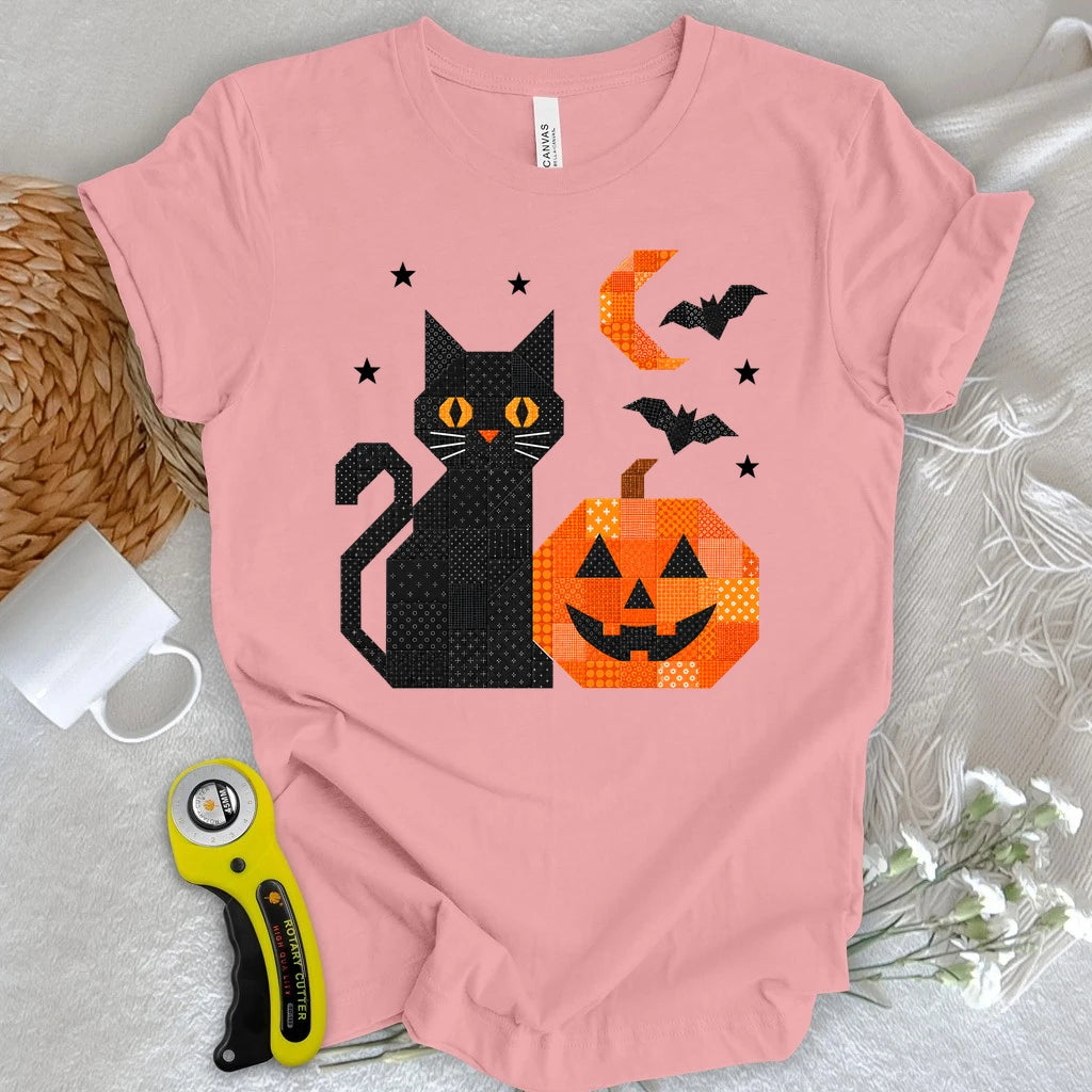 Patchwork Cat & Pumpkin T-shirt