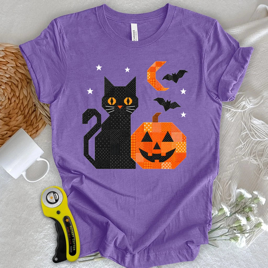 Patchwork Cat & Pumpkin T-shirt