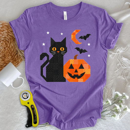 Patchwork Cat & Pumpkin T-shirt