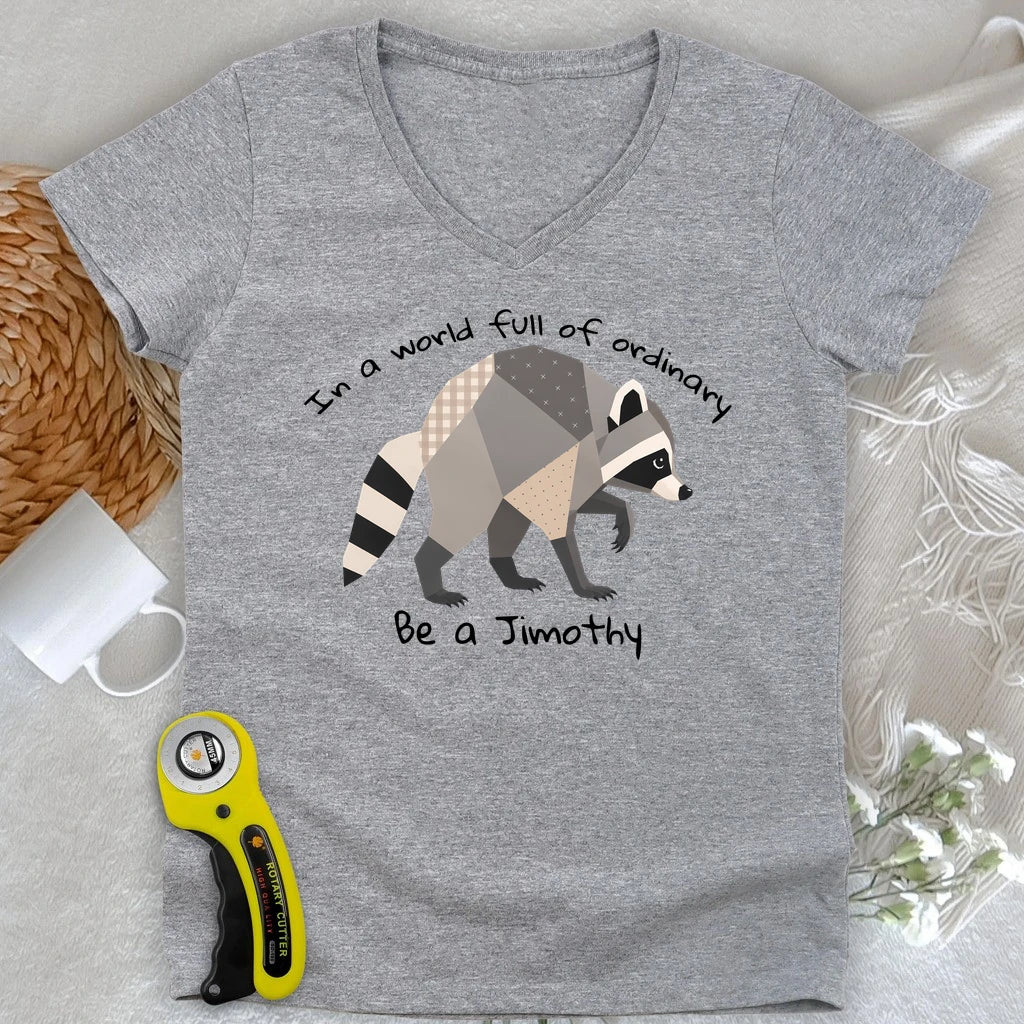 Jimothy the Quilted Raccoon Lady V-neck