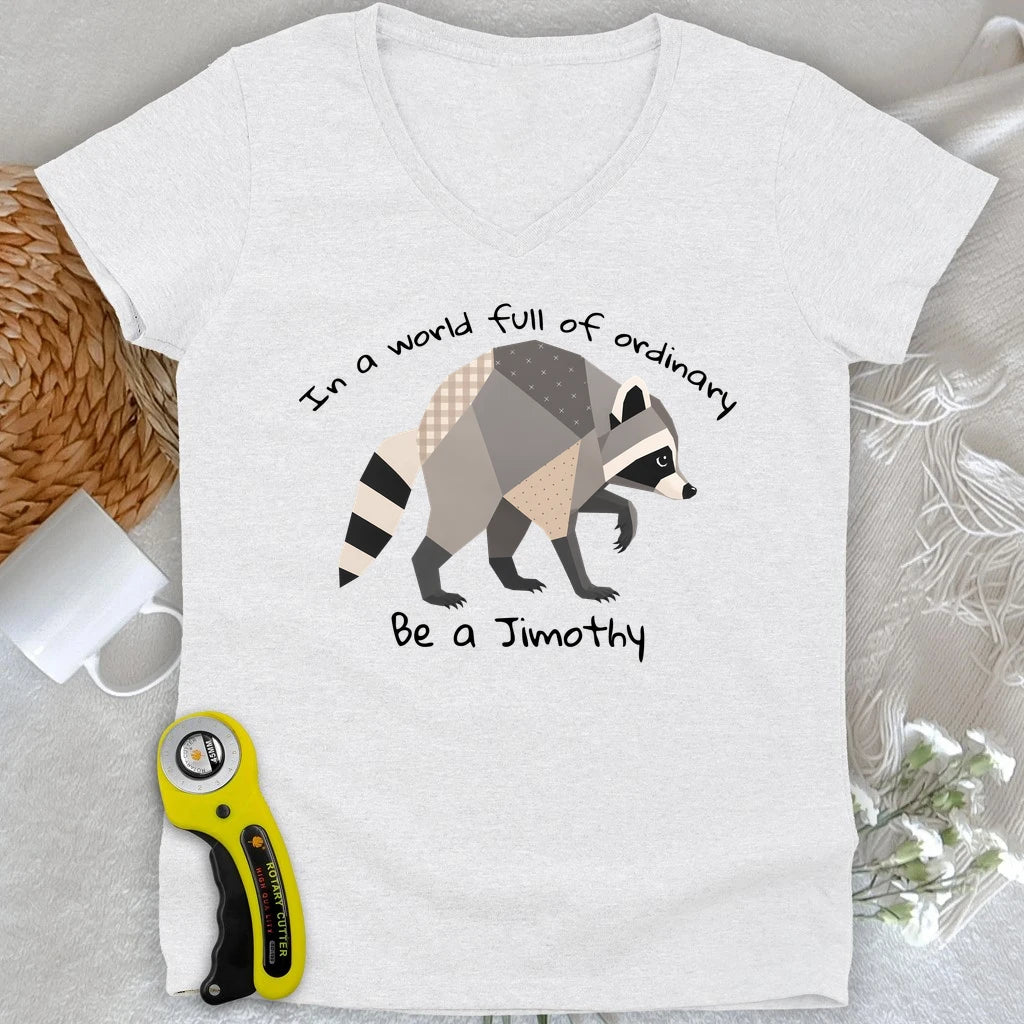 Jimothy the Quilted Raccoon Lady V-neck