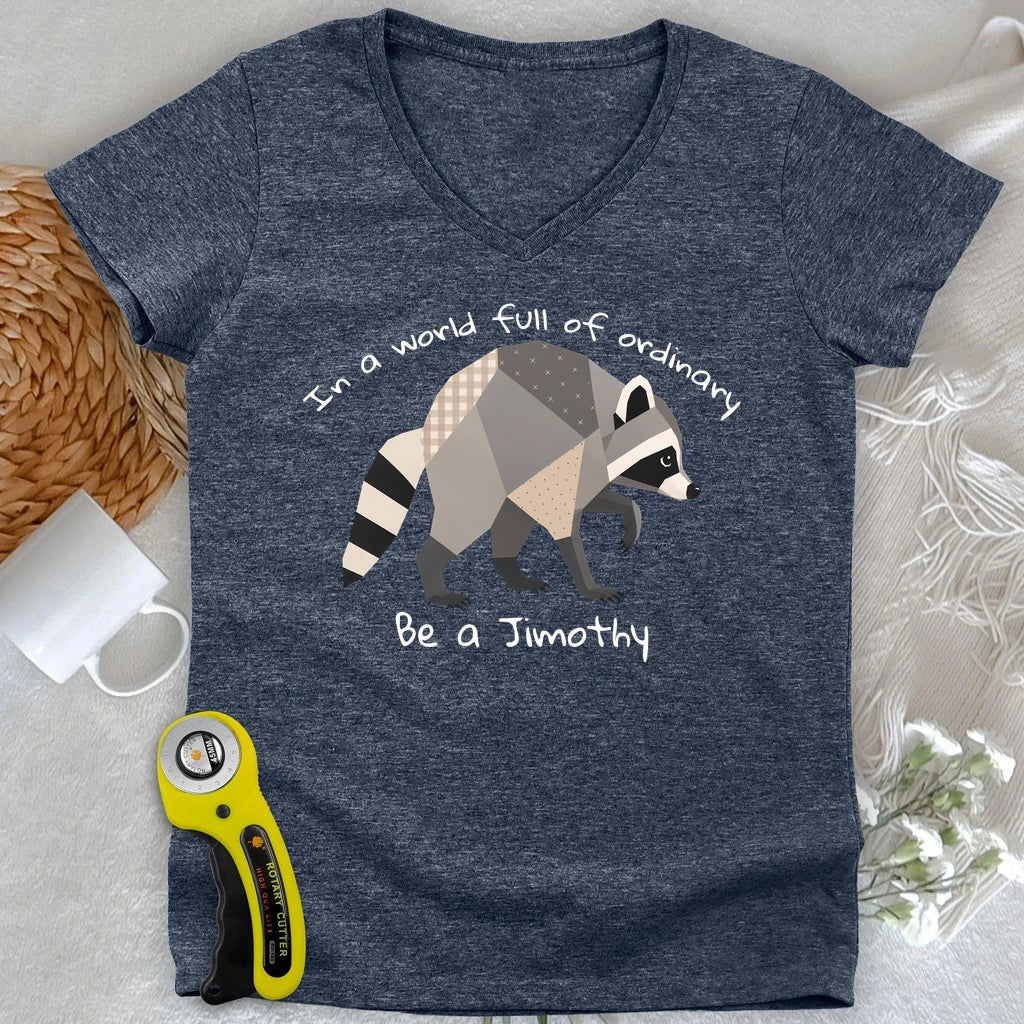 Jimothy the Quilted Raccoon Lady V-neck