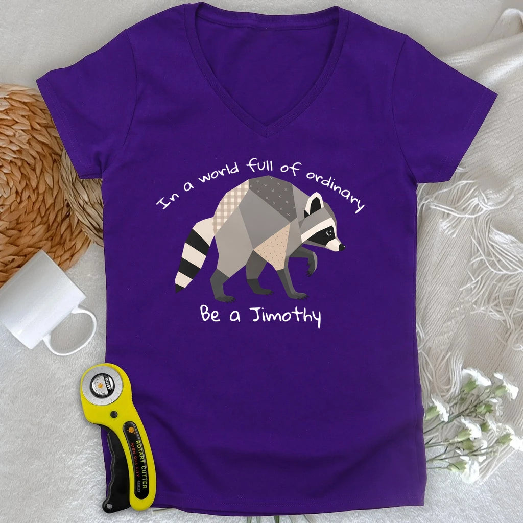 Jimothy the Quilted Raccoon Lady V-neck