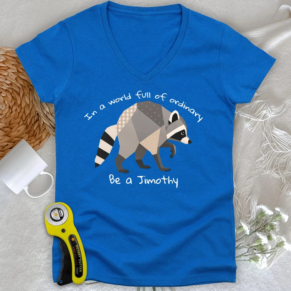 Jimothy the Quilted Raccoon Lady V-neck