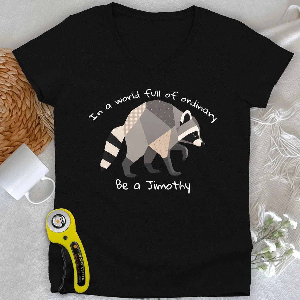 Jimothy the Quilted Raccoon Lady V-neck