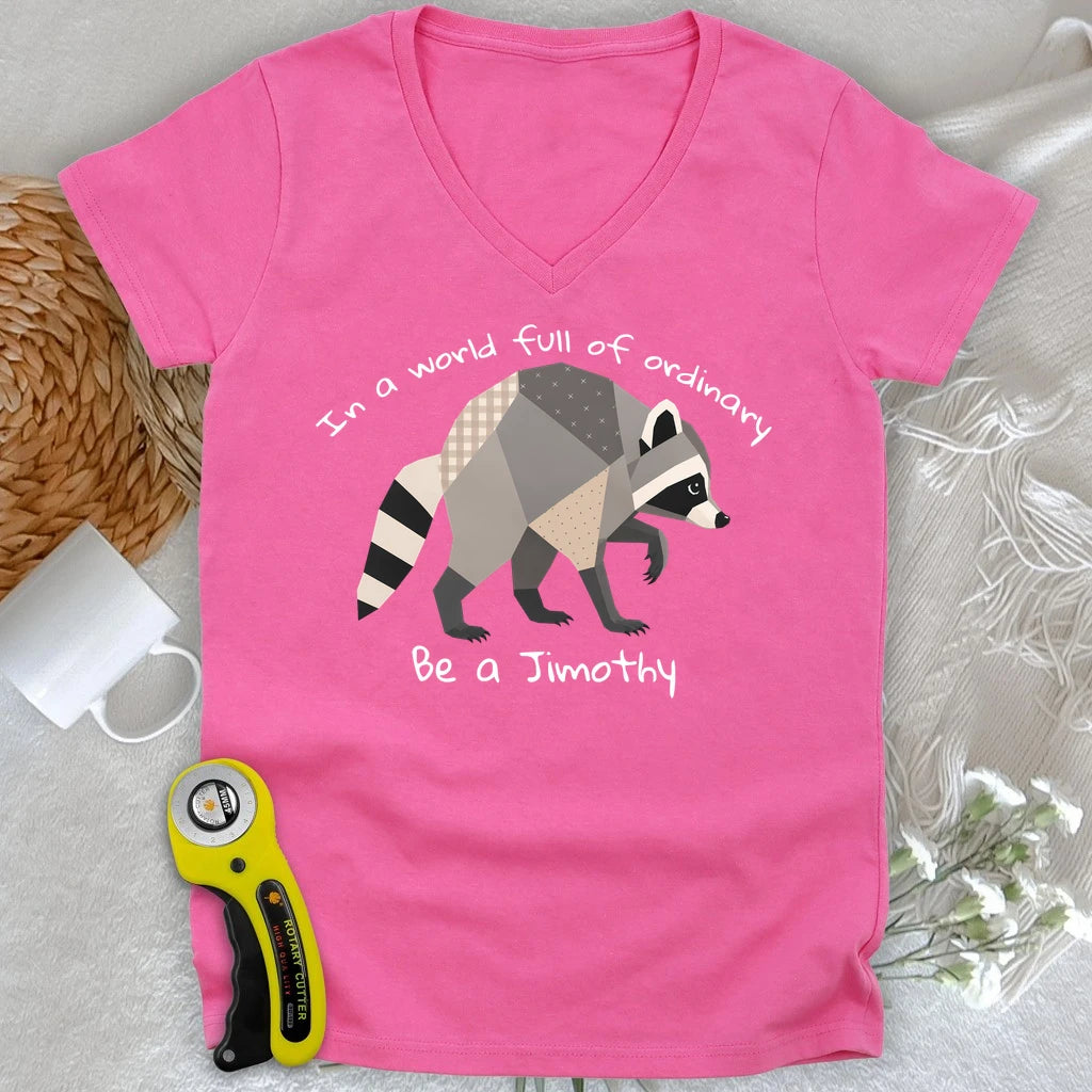 Jimothy the Quilted Raccoon Lady V-neck