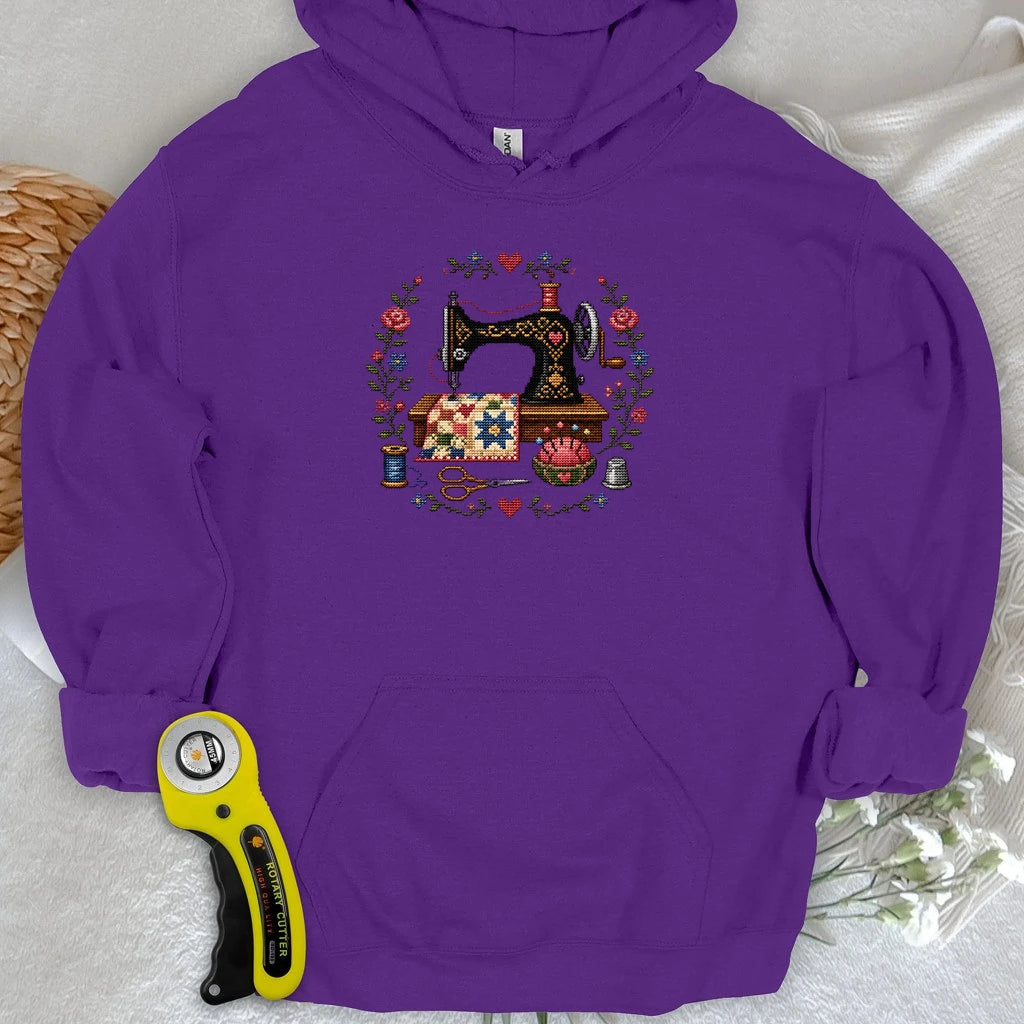 Cross-Stitched Sewing Machine Hoodie