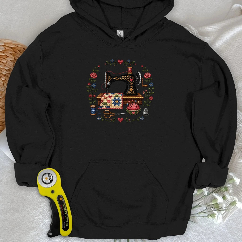 Cross-Stitched Sewing Machine Hoodie