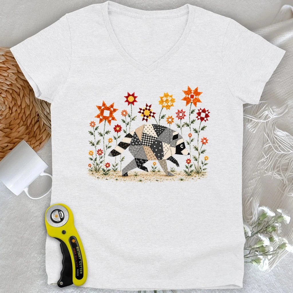 Jimothy Patchwork Bloom Lady V-neck