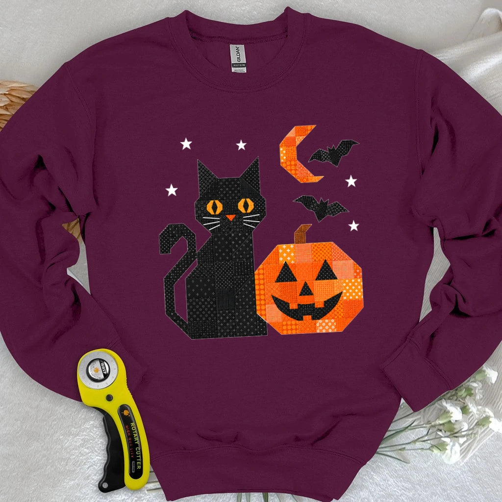 Patchwork Cat & Pumpkin Sweatshirt
