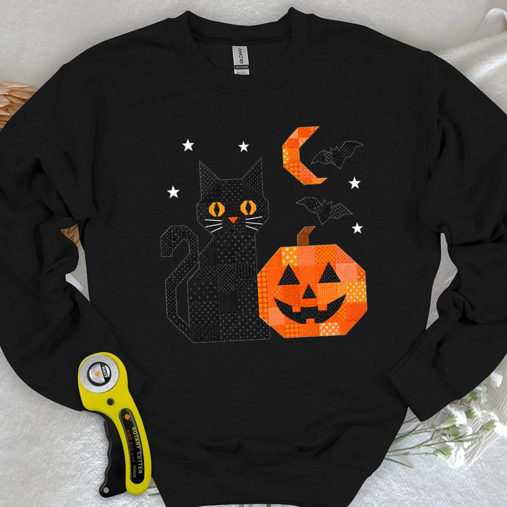 Patchwork Cat & Pumpkin Sweatshirt