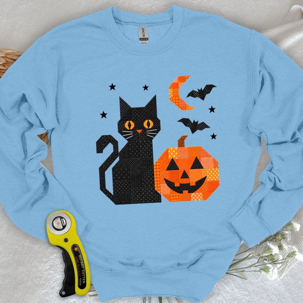 Patchwork Cat & Pumpkin Sweatshirt