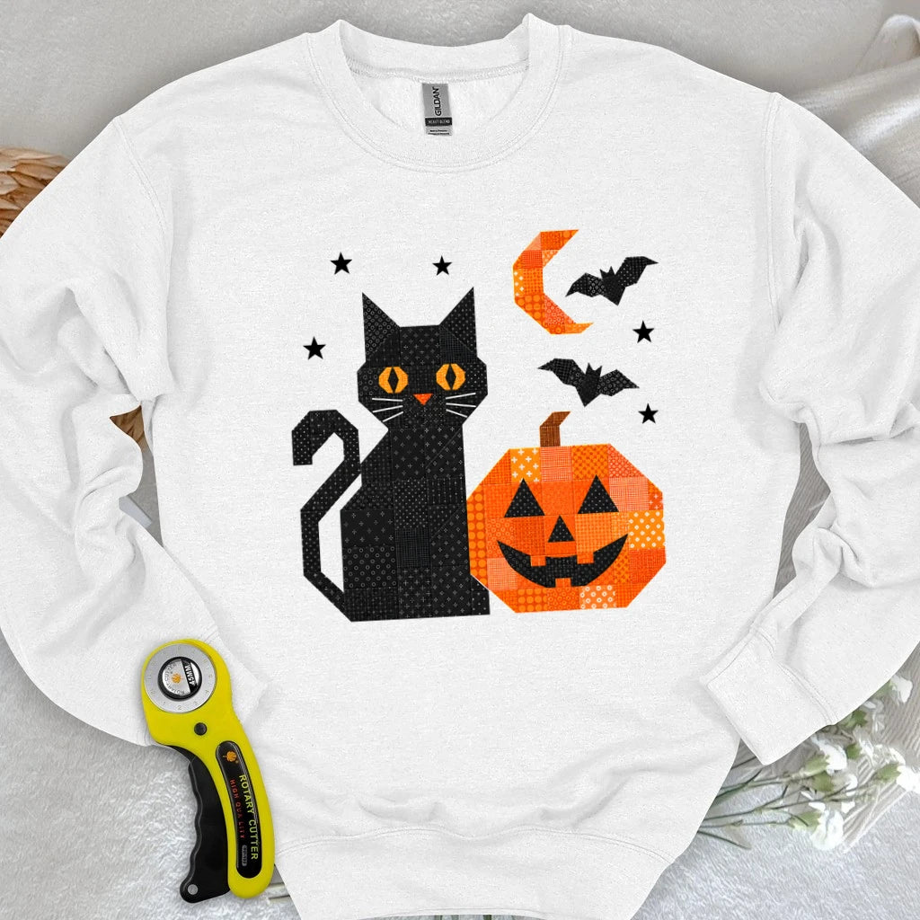 Patchwork Cat & Pumpkin Sweatshirt