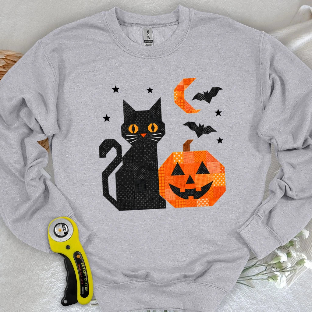 Patchwork Cat & Pumpkin Sweatshirt