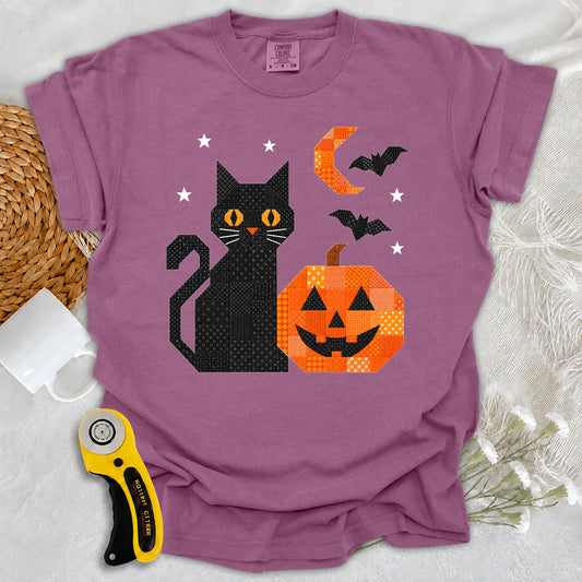 Comfort Colors Patchwork Cat & Pumpkin T-shirt