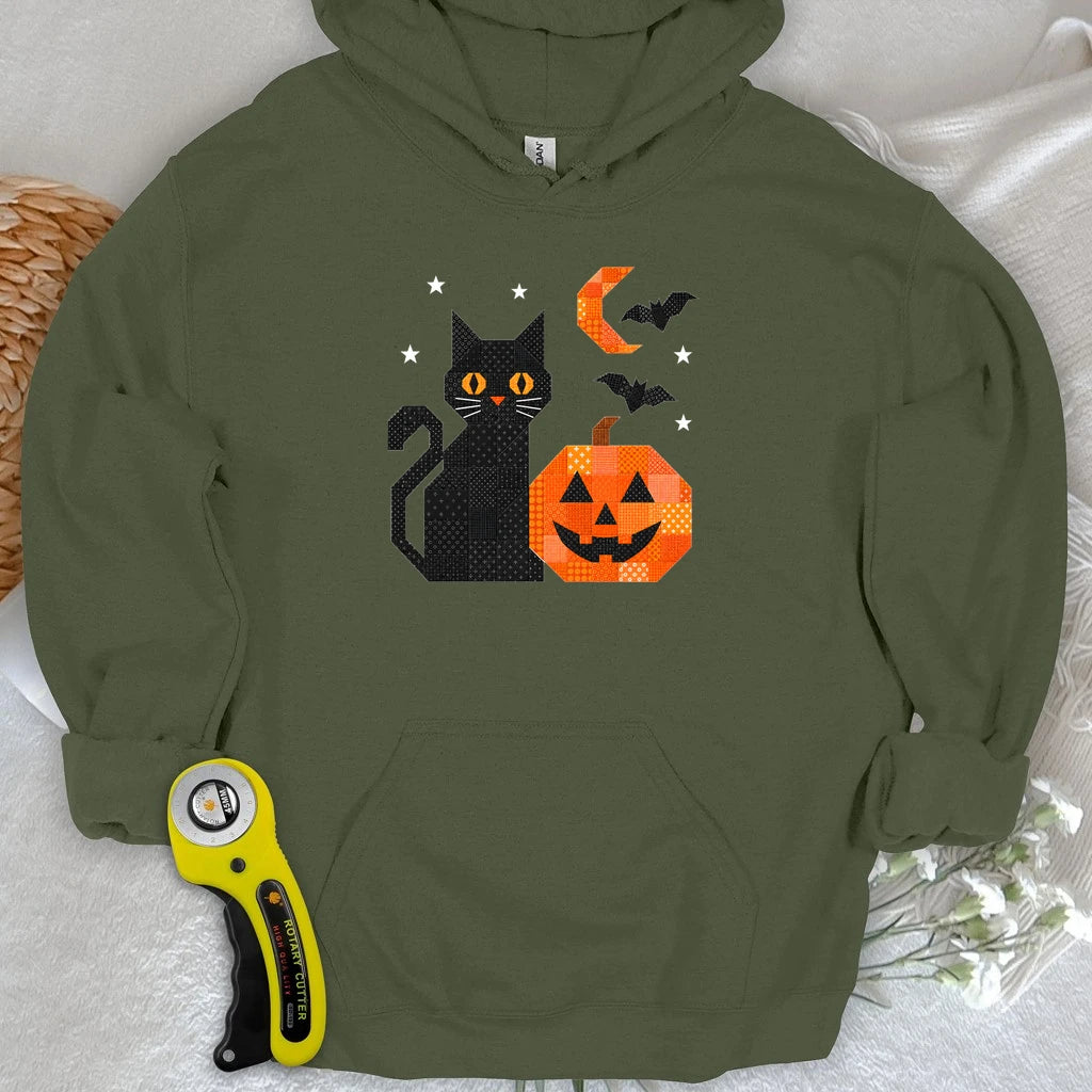 Patchwork Cat & Pumpkin Hoodie