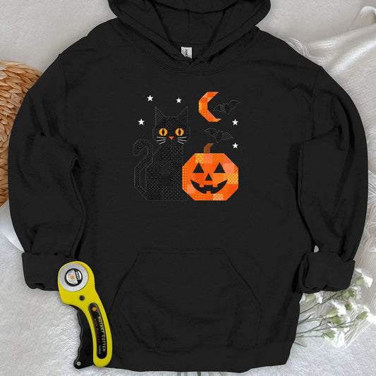 Patchwork Cat & Pumpkin Hoodie