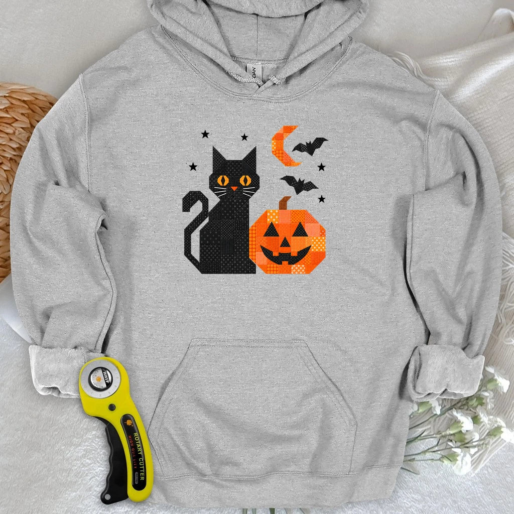 Patchwork Cat & Pumpkin Hoodie