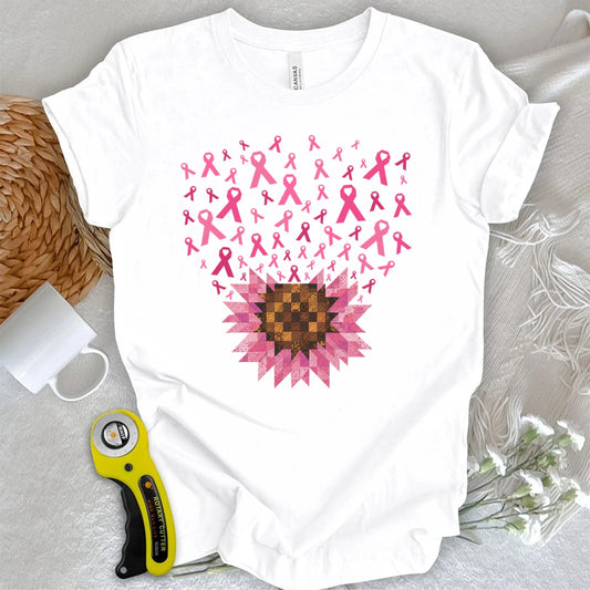 Pink Ribbon Quilt Bloom T-shirt