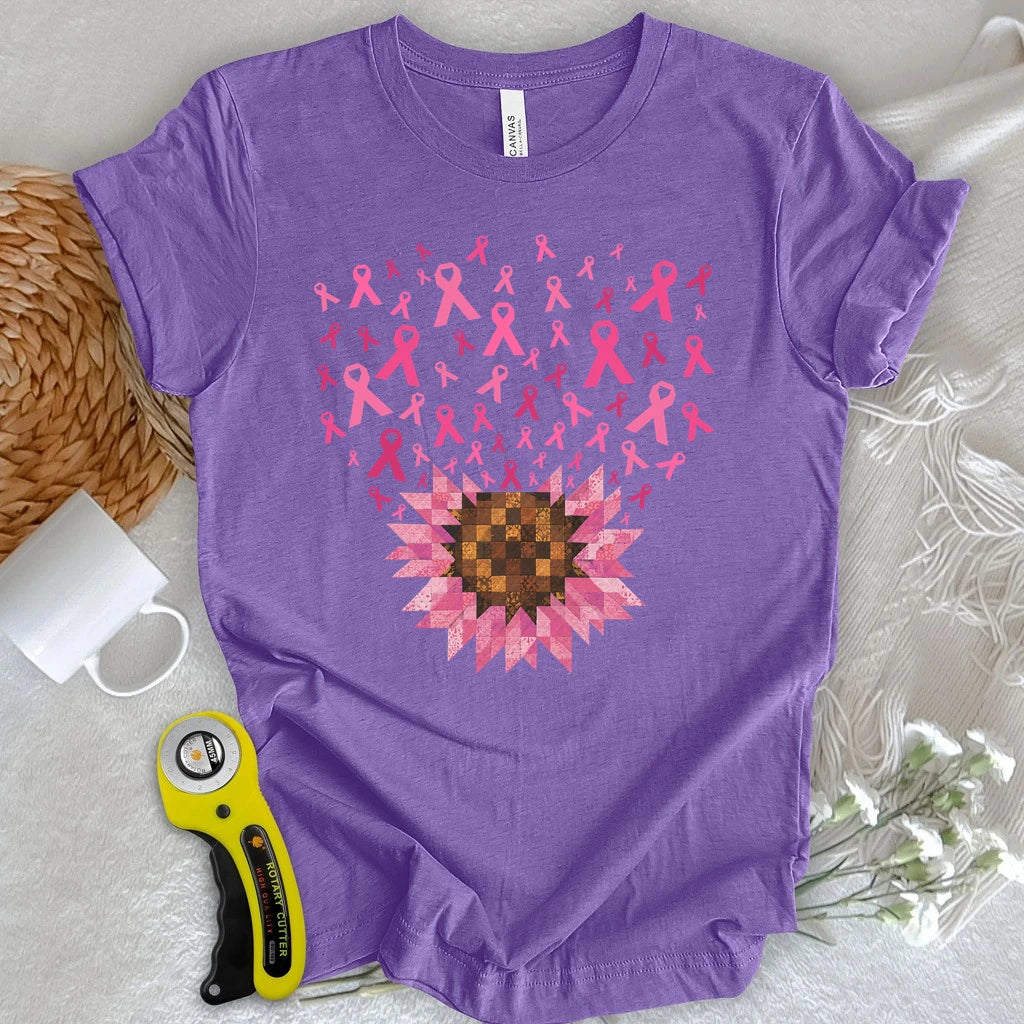 Pink Ribbon Quilt Bloom T-shirt