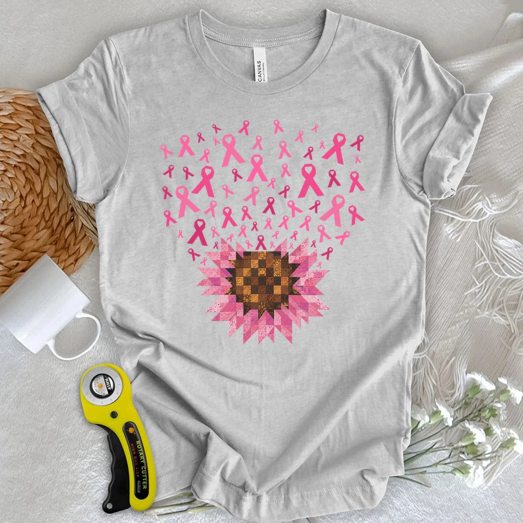 Pink Ribbon Quilt Bloom T-shirt