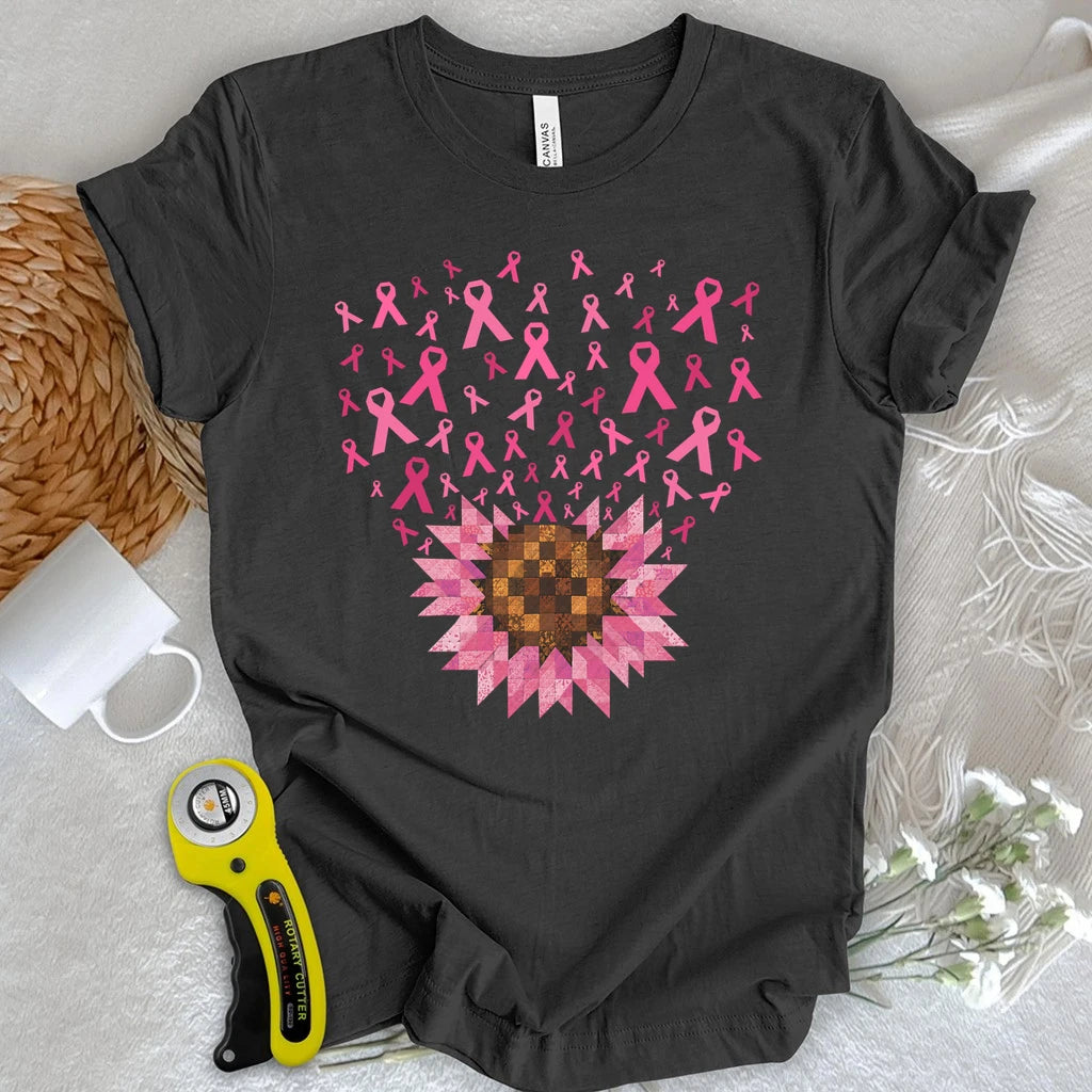 Pink Ribbon Quilt Bloom T-shirt