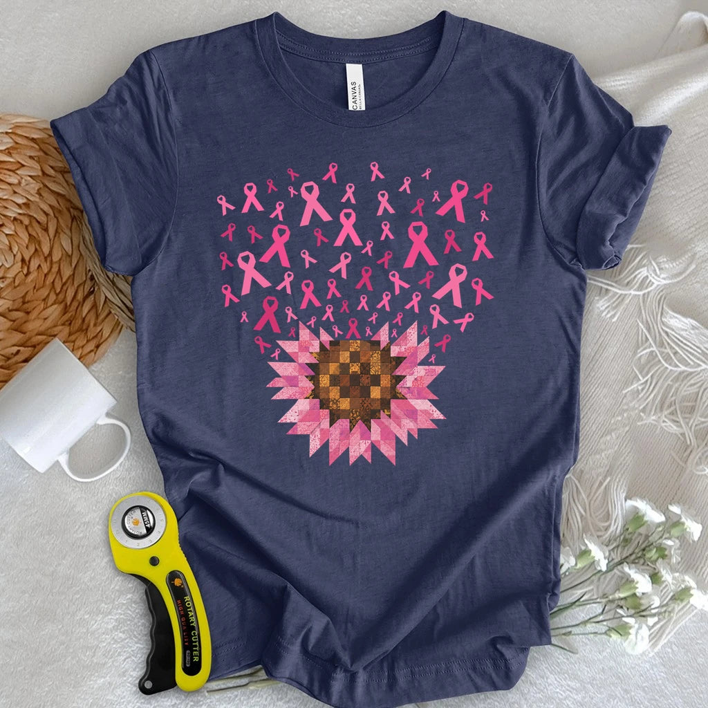 Pink Ribbon Quilt Bloom T-shirt