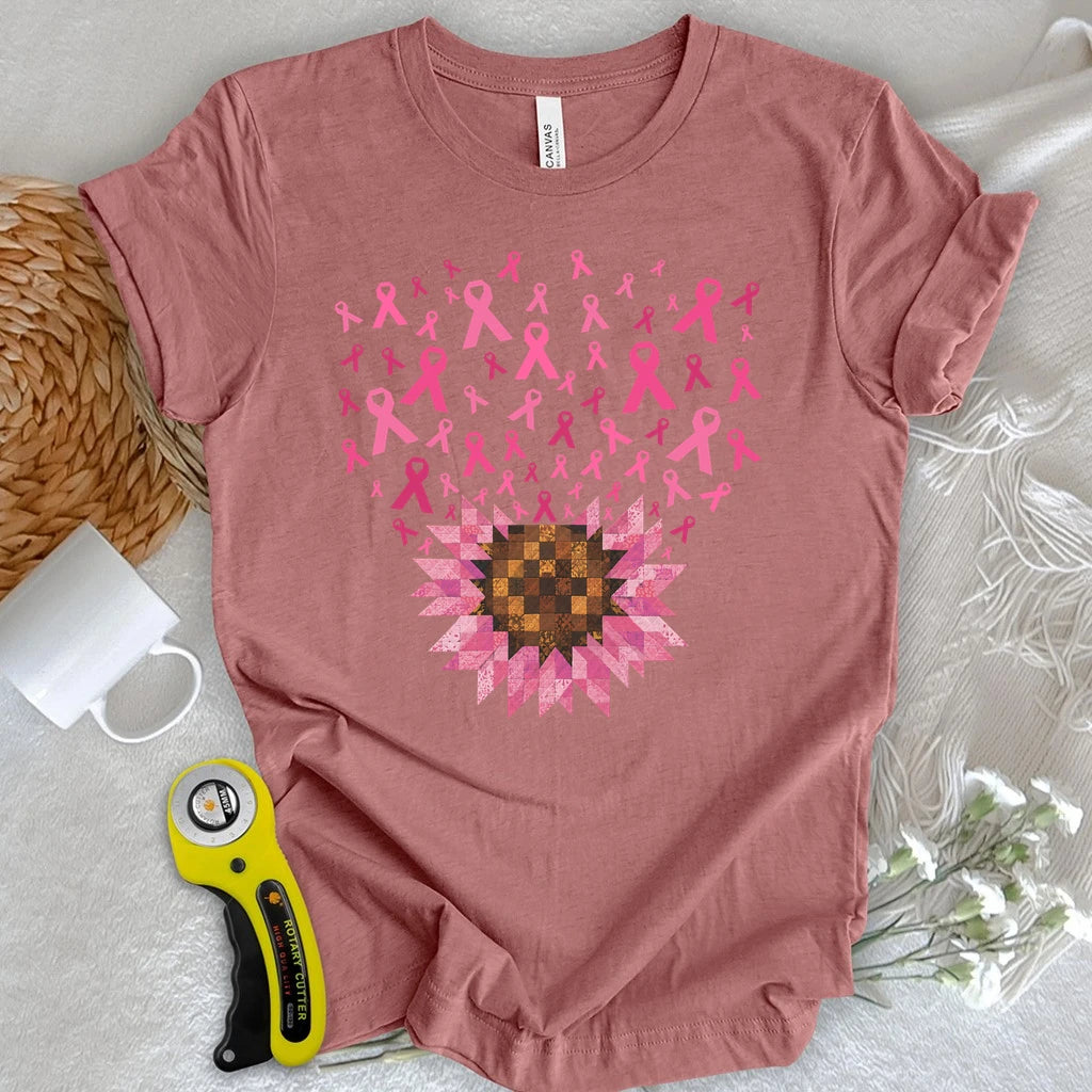 Pink Ribbon Quilt Bloom T-shirt