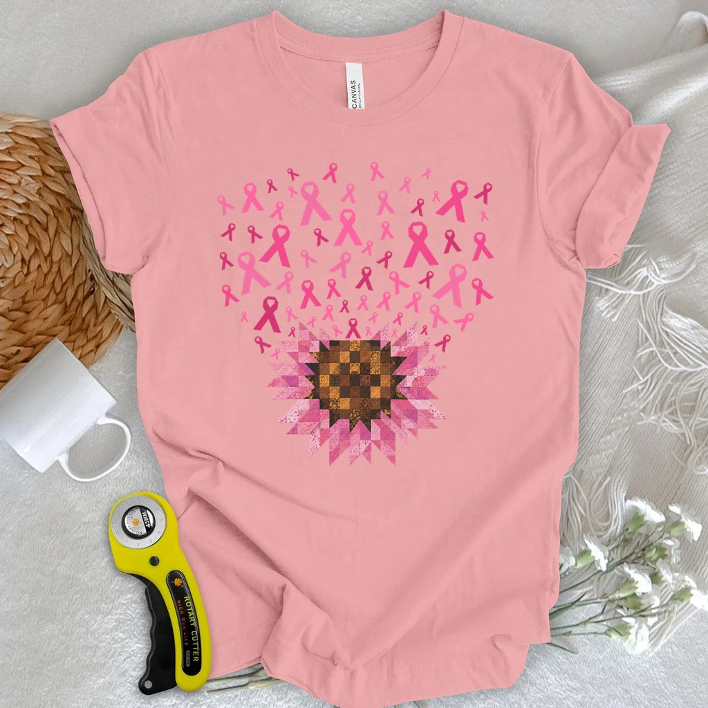 Pink Ribbon Quilt Bloom T-shirt