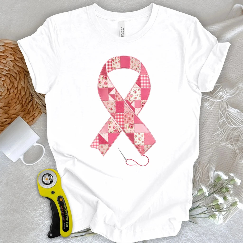 Patchwork Pink Ribbon T-shirt