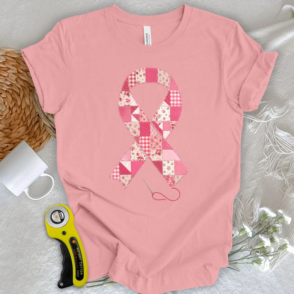 Patchwork Pink Ribbon T-shirt