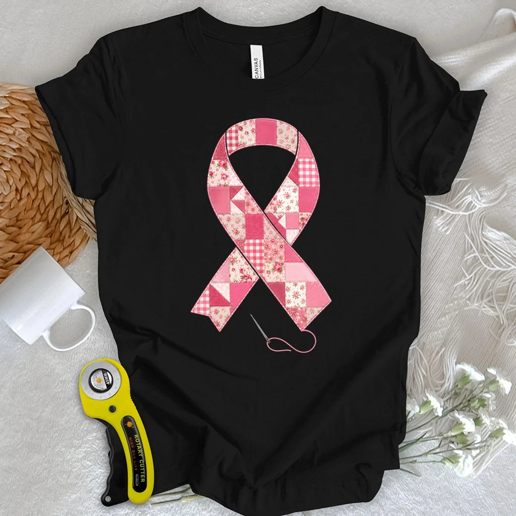 Patchwork Pink Ribbon T-shirt