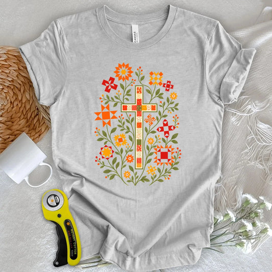 Floral Cross & Quilt Stars T-shirt