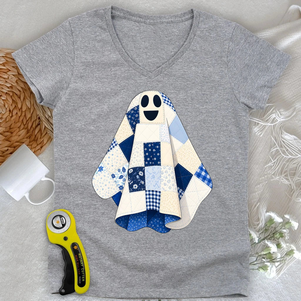 The Little Quilted Ghost Lady V-neck