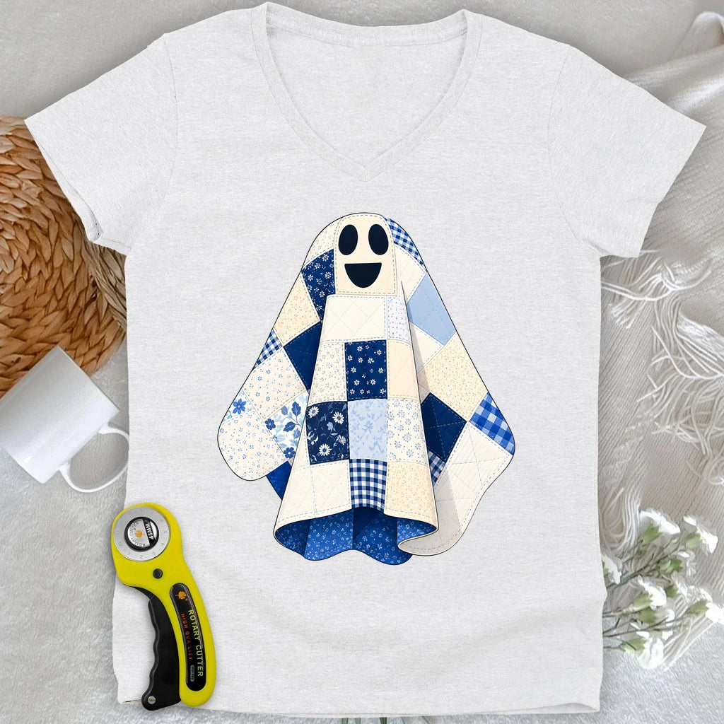 The Little Quilted Ghost Lady V-neck
