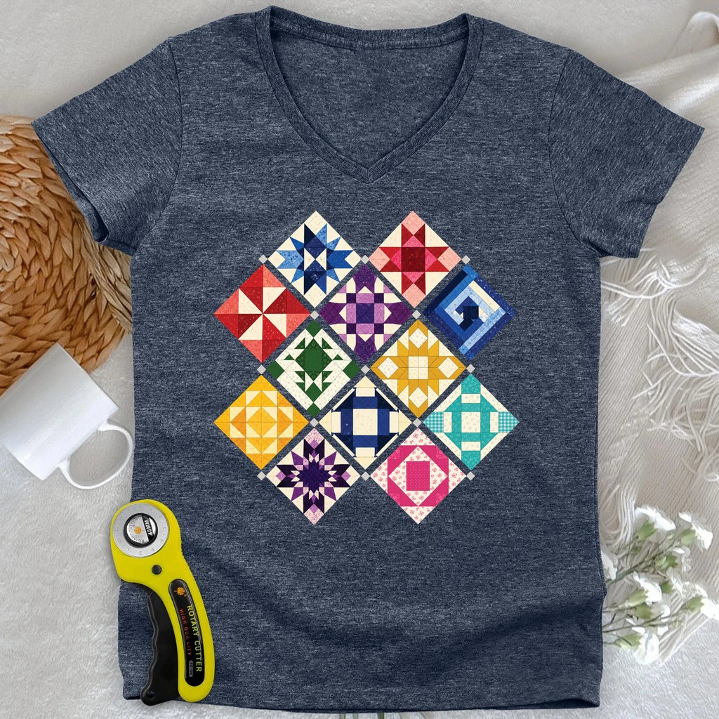 Jewerly Patchwork Lady V-neck