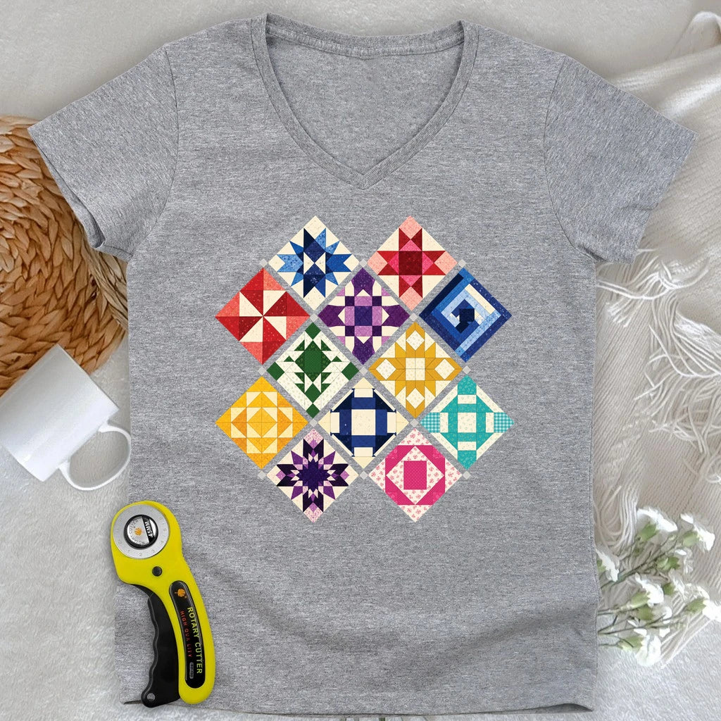Jewerly Patchwork Lady V-neck
