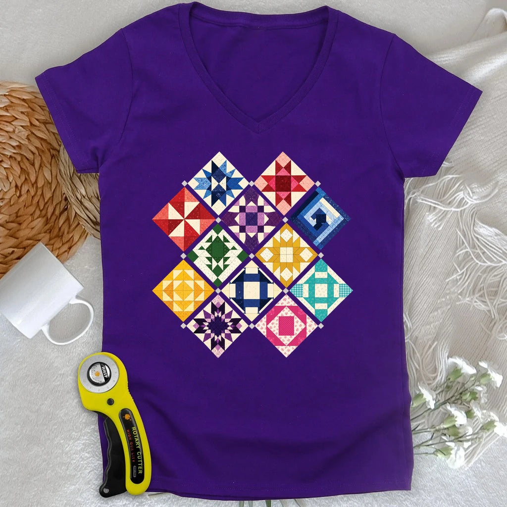 Jewerly Patchwork Lady V-neck