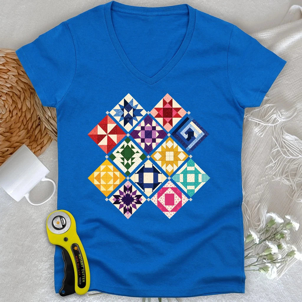 Jewerly Patchwork Lady V-neck