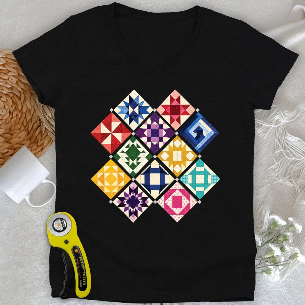 Jewerly Patchwork Lady V-neck