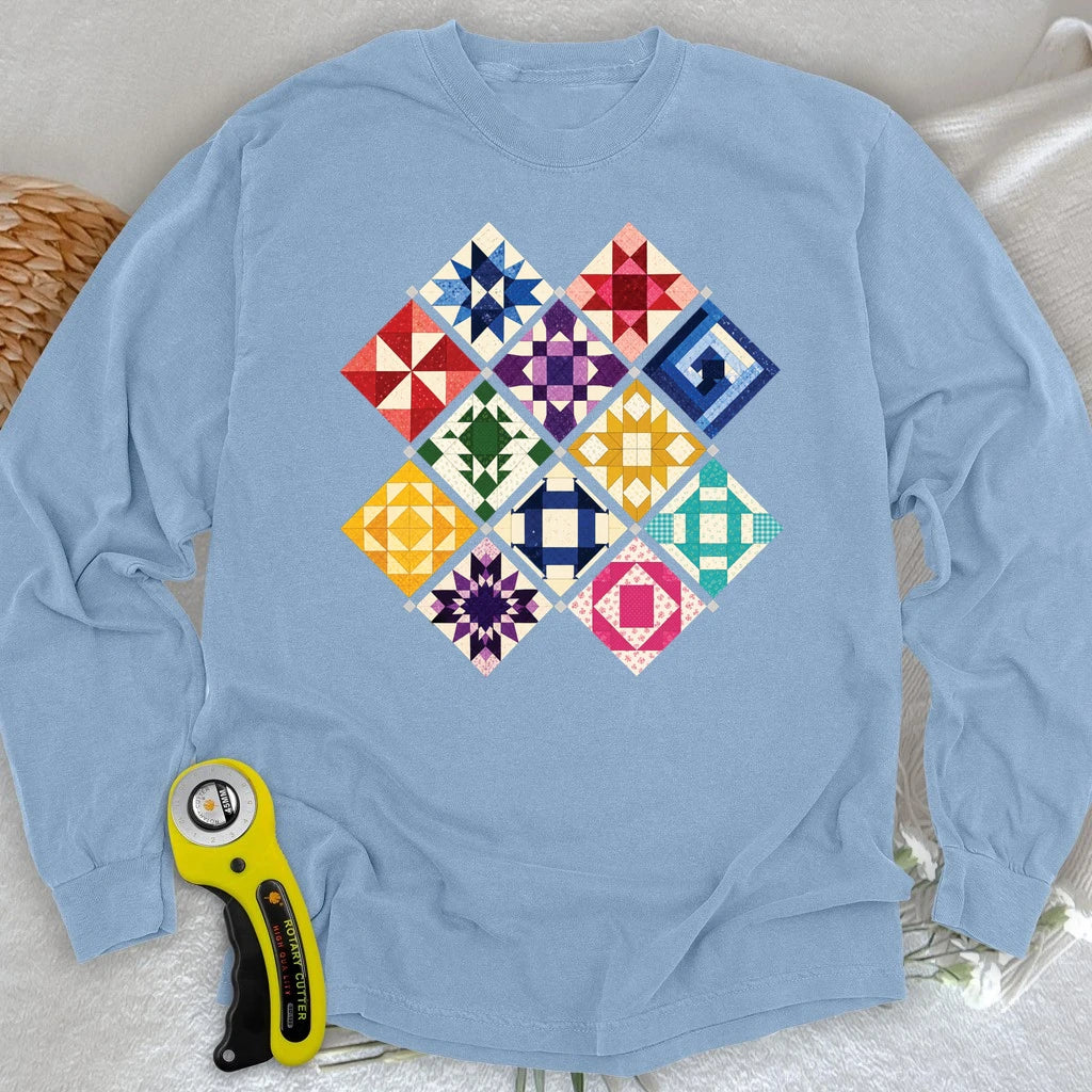 Jewerly Patchwork Long Sleeve T-shirt