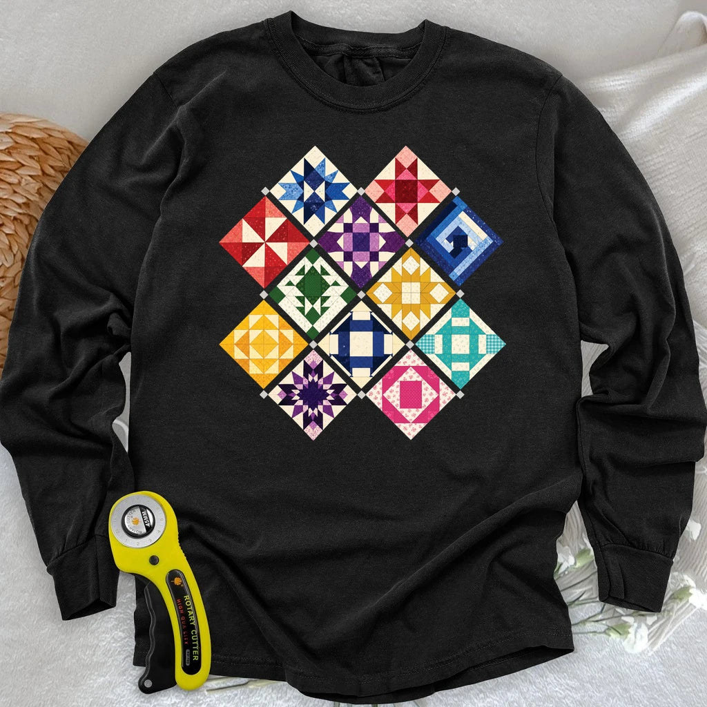 Jewerly Patchwork Long Sleeve T-shirt