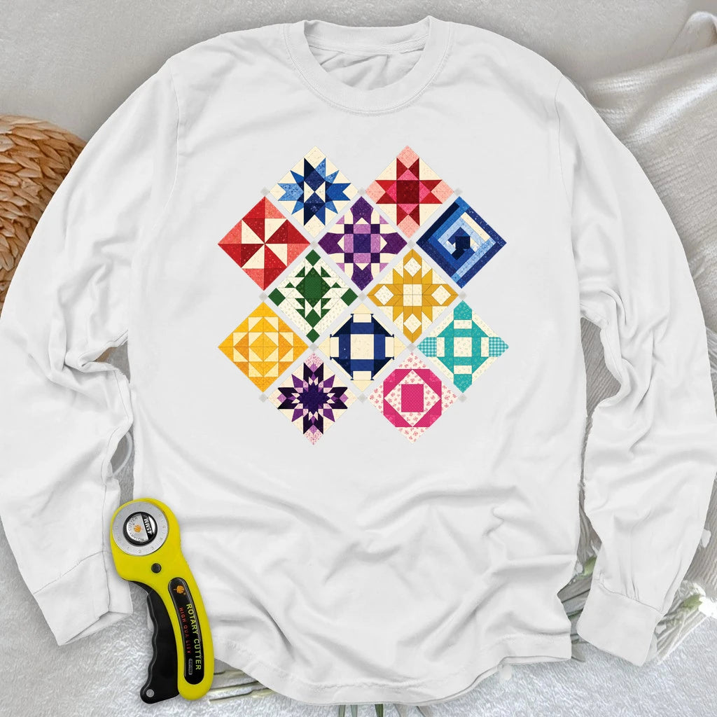 Jewerly Patchwork Long Sleeve T-shirt